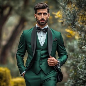 Men’s 3 Piece Green Color Suit – Tuxedo Men’s Suit – Wedding Groom Customized Tailored Fit – Modern Elegance Men’s Dress