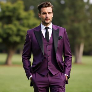 Purple 3 Piece Tuxedo Men’s Suit – Wedding Groom Suit – Custom Slim Fit Suit Men – Elegant Formal 3 Piece Suits