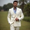 Men 2 Piece Cream Color Double Breasted Suit , Custom Suit , Groomsmen Suit , Bespoke Suit , Pant Suit , Wedding , Engagement Suit