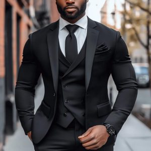 Wedding Black Formal 3 Piece Suit , Men 3 Piece Suit , Groomsmen Suit , Bespoke Suit , Wedding Suit , Engagement Suit