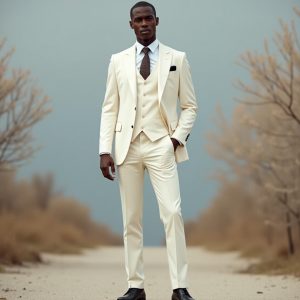 Men Ivory Color Tuxedo Suit , Men 3 Piece Suit , Groom Wear Suit , Formal Suit Men , Pant Suit , Made To Order