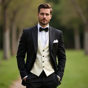 Men’s Black Formal 3 Piece Men’s Suit – Custom Groomsmen Suit – Slim Fit Suit Men – Bespoke Tailoring Fit – Event Men’s Suit