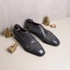 Handmade Qinghua Porcelain Bespoke Leather Shoes: Italian Style Men's Leather Shoes Wedding Shoes For Men