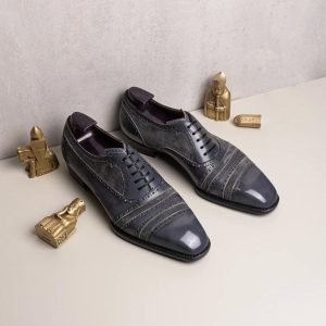 Handmade Qinghua Porcelain Bespoke Leather Shoes: Italian Style Men's Leather Shoes Wedding Shoes For Men
