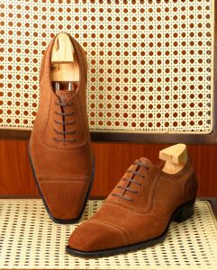 Men's Suede Leather Oxford Captoe Shoes Bespoke Handmade Leather Shoes Italian Classic Shoes