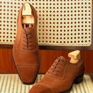 Men's Suede Leather Oxford Captoe Shoes Bespoke Handmade Leather Shoes Italian Classic Shoes