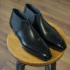 Handmade Black Leather Ankle Boots: Goodyear Welted Italian Style
