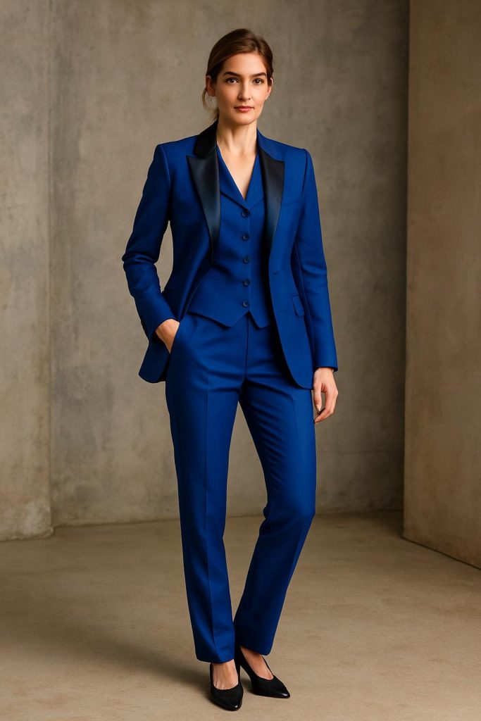 Women’s Royal Blue Color 3 Piece Suit – Tailored Blazer Set – Custom Formal Outfit – Bridesmaid Dress – Prom Dress
