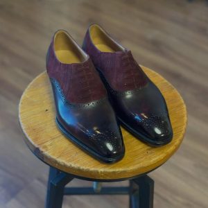 Men's  Black Lazyman Leather Oxford: Italian Oxford Wedding Shoes- Suede Leather Shoes Bespoke Shoes