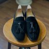 Men's Handmade Black Suede Leather Tassel Loafers Shoes Italian Style Wedding Shoes Classic Loafers
