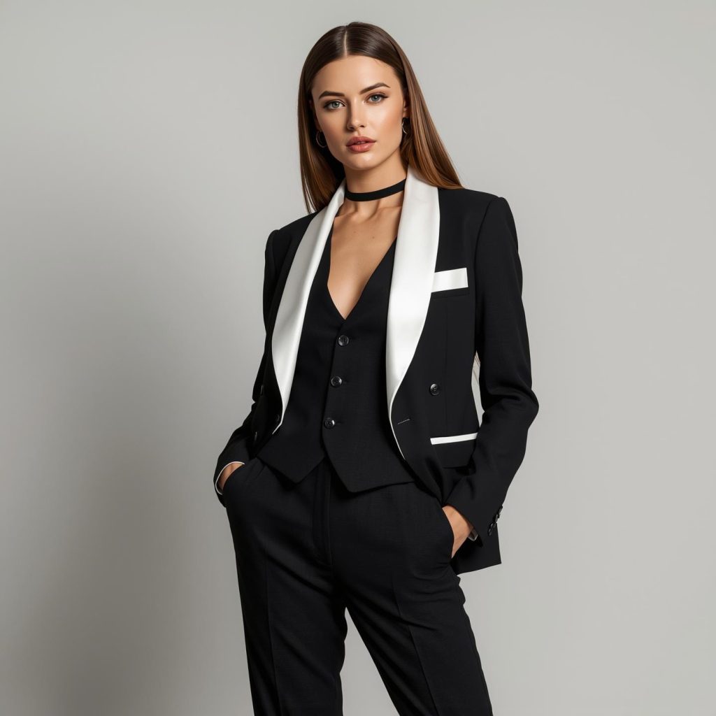 Women’s Black 3 Piece Suit – Tailored Blazer Set – Custom Formal Outfit – Bridesmaid Dress – Prom Dress