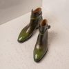 Olive Green Patina Jodhpur Boots Italian Leather Handmade Boots Unisex Patina Boots