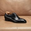 Black Colour Men's Oxford Shoes Captoe Handmade Shoes Men's Casual Italian Shoes