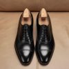 Black Colour Men's Oxford Shoes Captoe Handmade Shoes Men's Casual Italian Shoes