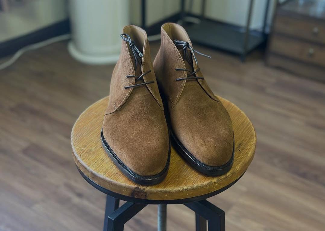 Brown Suede Leather Goodyear Welted Chukka Boots  Italian Leather Handmade Boots Unisex Boots