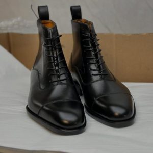 Black Oxford Boots Leather Goodyear Welted  Boots  Italian Leather Handmade Boots Unisex Boots