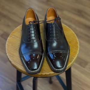 Black And Brown Patina Bronze Colour Men's Oxford Shoes Norwegian Stitch Handmade Shoes