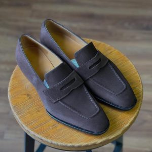 Handmade Brown Suede Leather Loafers: Goodyear Welted Italian Shoes