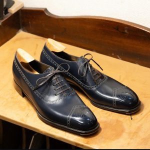 Dark Blue Colour Men's Oxford Shoes   Handmade Shoes Italian Wedding Shoes Men's Oxford Shoes Goodyear Welted Shoes