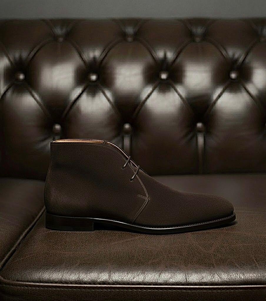 Brown Suede Leather Chukka Boots Goodyear Welted  Boots  Italian Leather Handmade Boots Unisex Boots