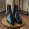 Black Chelsea Boots Leather Goodyear Welted Zipper Boots Italian Leather Handmade Boots Unisex Boots
