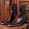 Chelsea Zipper Boots Leather Goodyear Welted Zipper Boots  Italian Leather Handmade Boots Unisex Boots