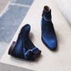 Blue Suede Leather Chukka Boots Italian Leather Handmade Boots Unisex Patina Boots