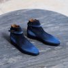 Blue Suede Leather Chukka Boots Italian Leather Handmade Boots Unisex Patina Boots