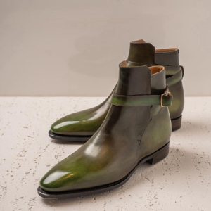Olive Green Patina Jodhpur Boots  Italian Leather Handmade Boots Unisex Patina Boots
