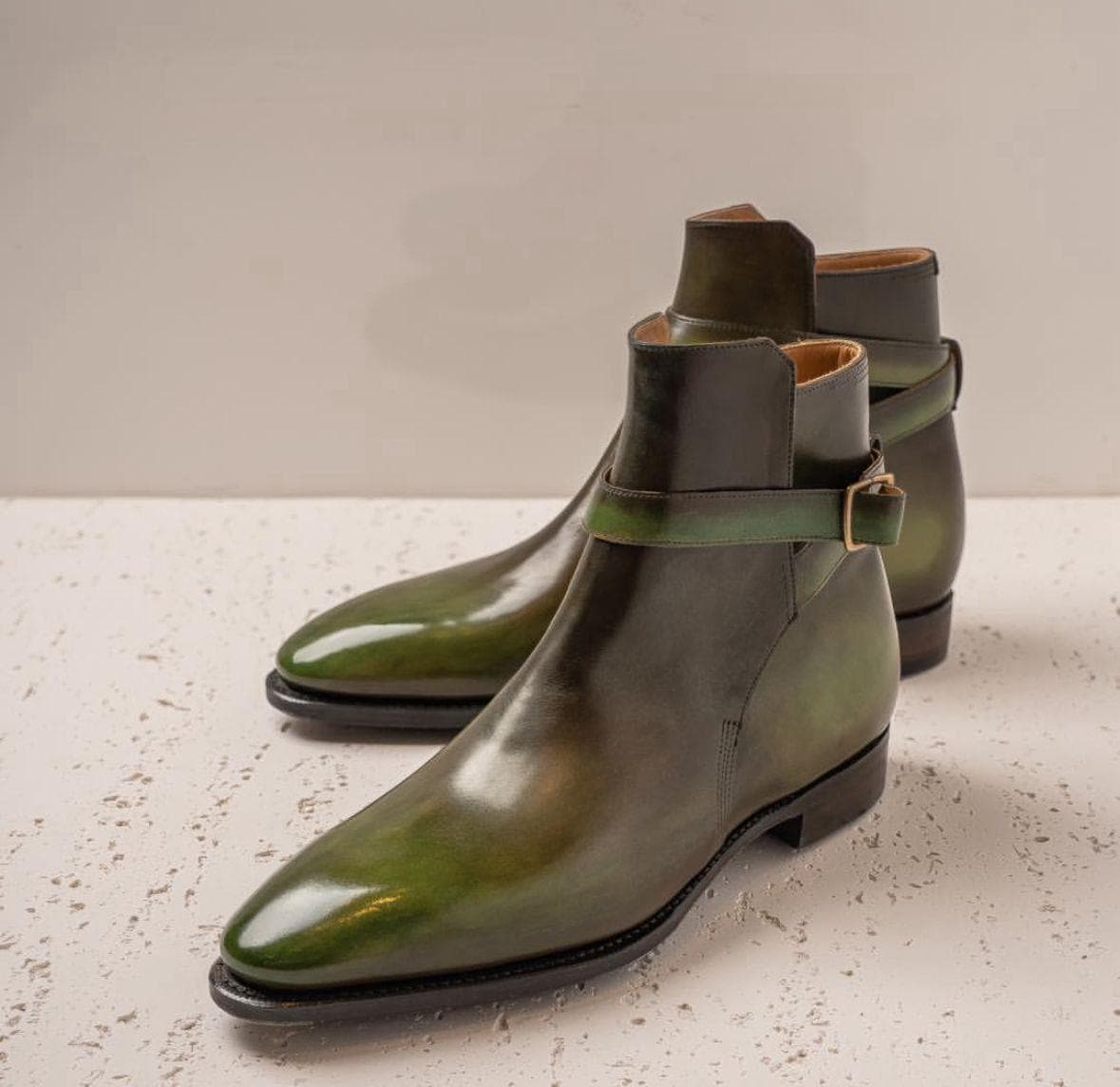 Olive Green Patina Jodhpur Boots  Italian Leather Handmade Boots Unisex Patina Boots