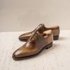 Beige Patina Wholecut With Brown Highlights Handmade Goodyear Welted Oxford Shoes: Italian Leather Wedding Shoes
