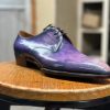 Three Eyes Handmade Leather Patina Derby Shoes Men's Casual Shoes Wedding Shoes