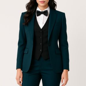 Women’s Teal Color 3 Piece Suit – Tailored Blazer Set – Custom Formal Outfit – Bridesmaid Dress – Prom Dress