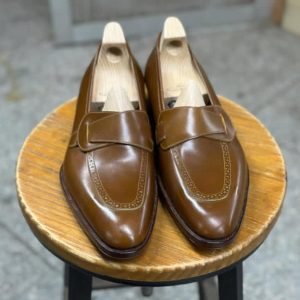 Light Brown Butterfly Loafers Good Year Welted Hand Made Loafers Classic Italian Men's Shoes
