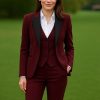 Women's Burgundy Color 3 Piece Suit - Tailored Blazer Set - Custom Formal Outfit - Bridesmaid Dress - Prom Dress