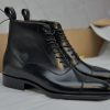 Black Oxford Boots Leather Goodyear Welted Boots Italian Leather Handmade Boots Unisex Boots
