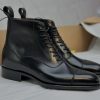 Black Oxford Boots Leather Goodyear Welted Boots Italian Leather Handmade Boots Unisex Boots