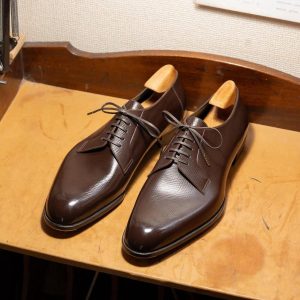 Men's Brown Handmade Whole Cut  Leather Derby Shoes Formal Shoes Good Year Welted Shoes