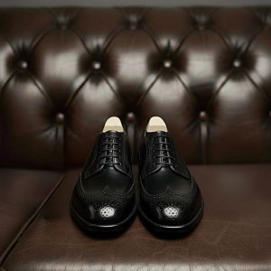 Back Handmade Semi Brogue Leather Derby Shoes Office Shoes Casual Mens Shoes Bespoke Shoes