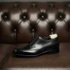 Back Handmade Semi Brogue Leather Derby Shoes Office Shoes Casual Mens Shoes Bespoke Shoes