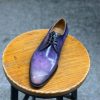 Three Eyes Handmade Leather Patina Derby Shoes Men's Casual Shoes Wedding Shoes
