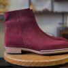 Burgundy Suede Chelsea Norwegian Stitch Boots Leather Goodyear Welted Zipper Boots Italian Leather Handmade Boots Unisex Boots