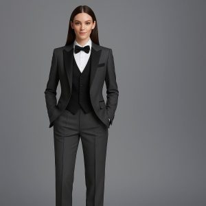 Women’s Grey Color 3 Piece Suit – Tailored Blazer Set – Custom Formal Outfit – Bridesmaid Dress – Prom Dress